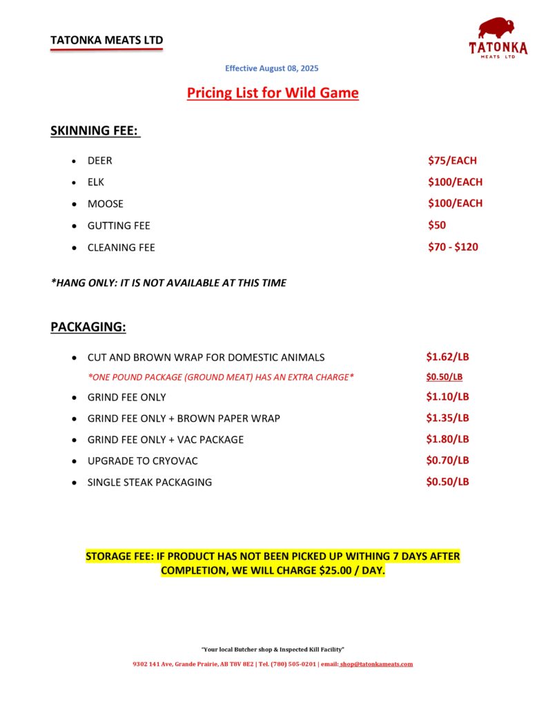 pricing list for wild game version 1 page 0001