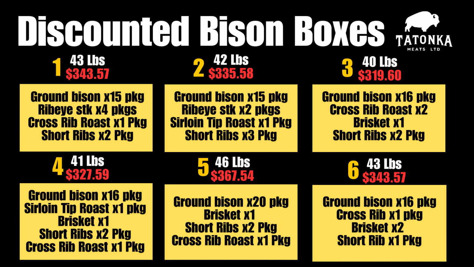 HOME Freeze Meat - Bison Boxes prices